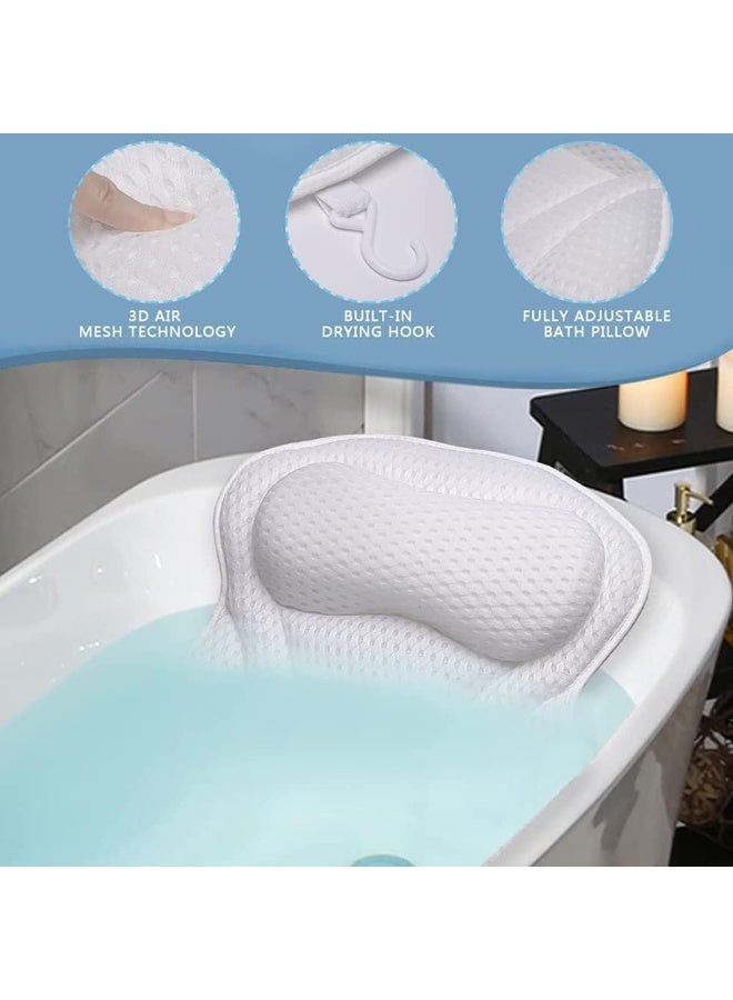 منزل الغابة وسادة استحمام، وسائد استرخاء للحمام لدعم الرقبة والظهر، وسادة استحمام مريحة بتصميم شمولي للحمام مع شبكة هوائية رباعية الأبعاد و6 أكواب شفط قوية، مناسبة لجميع أحواض الاستحمام، الأحواض الساخنة، الجاكوزي، والمنتجعات الصحية - Image 3
