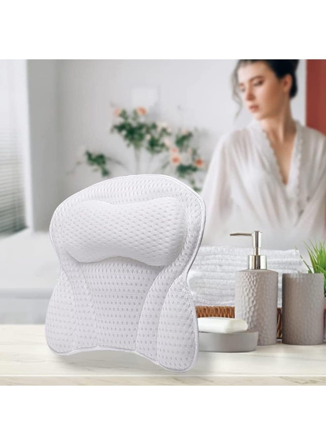 منزل الغابة وسادة استحمام، وسائد استرخاء للحمام لدعم الرقبة والظهر، وسادة استحمام مريحة بتصميم شمولي للحمام مع شبكة هوائية رباعية الأبعاد و6 أكواب شفط قوية، مناسبة لجميع أحواض الاستحمام، الأحواض الساخنة، الجاكوزي، والمنتجعات الصحية - Image 5