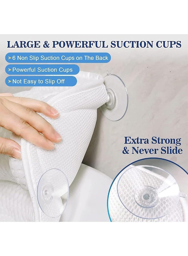 منزل الغابة وسادة استحمام، وسائد استرخاء للحمام لدعم الرقبة والظهر، وسادة استحمام مريحة بتصميم شمولي للحمام مع شبكة هوائية رباعية الأبعاد و6 أكواب شفط قوية، مناسبة لجميع أحواض الاستحمام، الأحواض الساخنة، الجاكوزي، والمنتجعات الصحية - Image 2