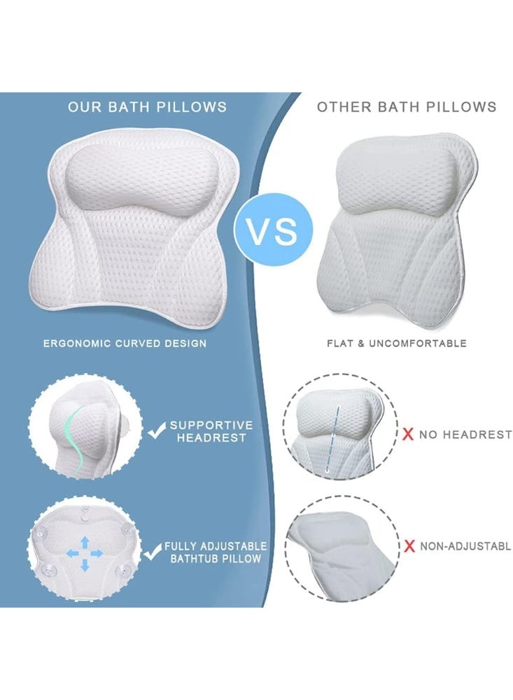 منزل الغابة وسادة استحمام، وسائد استرخاء للحمام لدعم الرقبة والظهر، وسادة استحمام مريحة بتصميم شمولي للحمام مع شبكة هوائية رباعية الأبعاد و6 أكواب شفط قوية، مناسبة لجميع أحواض الاستحمام، الأحواض الساخنة، الجاكوزي، والمنتجعات الصحية - Image 4