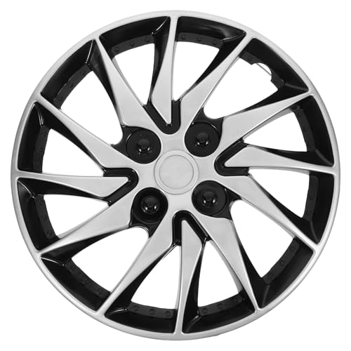 VICASKY Hubcap Accessory Silver Hubcap - Hubcap 14 Inch Car Wheel Case Hubcap 14 Inch Hubcap 14 Inch Hubcap for Car Hub Auto Refit Accessory Silver Black Wheel Cover 14 Inch Hubcap(Only 1pc) - Image 1