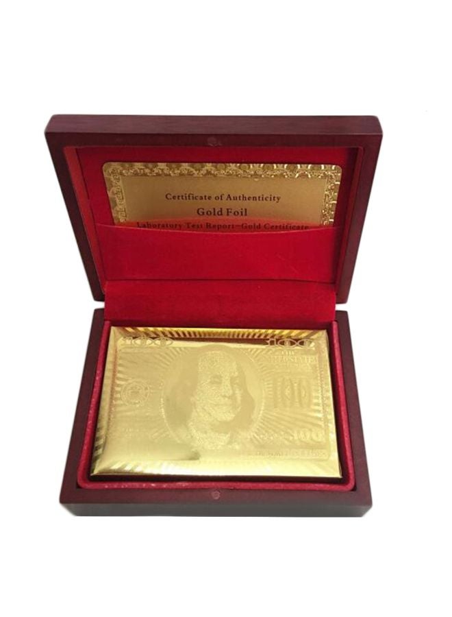 مجموعة بطاقات لعب مطلية بالقصدير والذهب عيار 24 قيراطا مكونة من 54 قطعة مع صندوق خشبي - Image 2