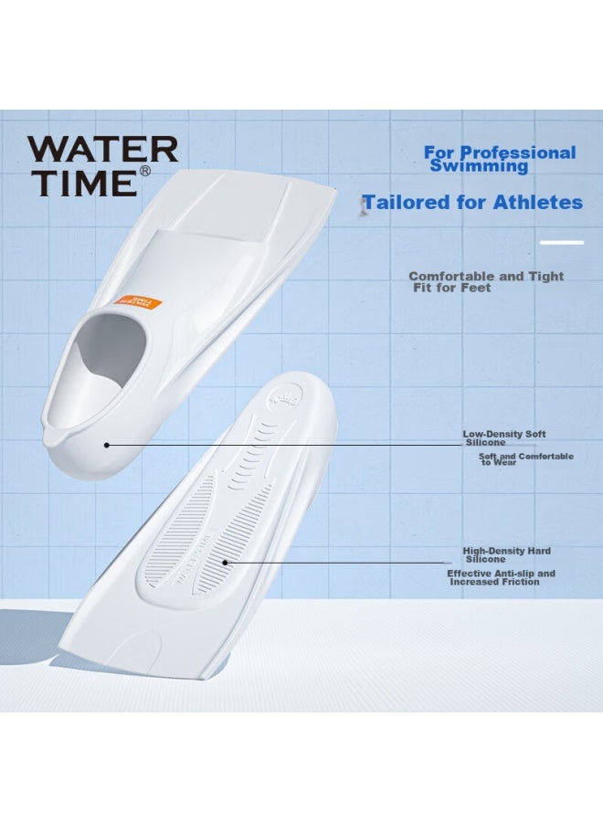 Watertime/shuichuan Adult Freestyle Professional Swimming Training Short Flippers, Silicone Children's Duck Flippers, Swimming Equipment, White, Size 38 - Image 3