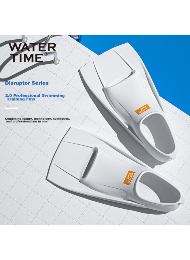 Watertime/shuichuan Adult Freestyle Professional Swimming Training Short Flippers, Silicone Children's Duck Flippers, Swimming Equipment, White, Size 38 - Image 2