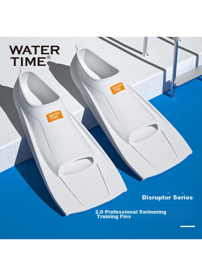 Watertime/shuichuan Adult Freestyle Professional Swimming Training Short Flippers, Silicone Children's Duck Flippers, Swimming Equipment, White, Size 38 - Image 1