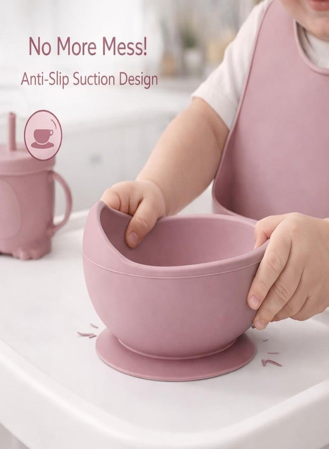 AMIRATE Silicone Baby Feeding Set for Kids Bpa-Free Tableware Kit for Babies & Toddlers Self Feeding Kit (Pink) - Image 5