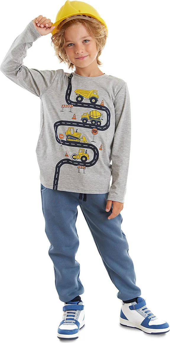 Denokids Construction Machinery Boy T-shirt Trousers Set