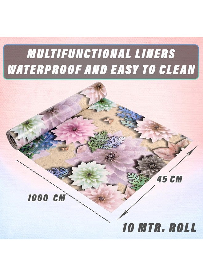 Kuber Industries Shelf Mat | Butterfly Print Shelf Liner | Placemat for Kitchen | Desk Mat | PVC Non-Slip Drawer Sheets| Kitchen Cabinet Shelf Liner | 10 Meter | Cream - Image 3