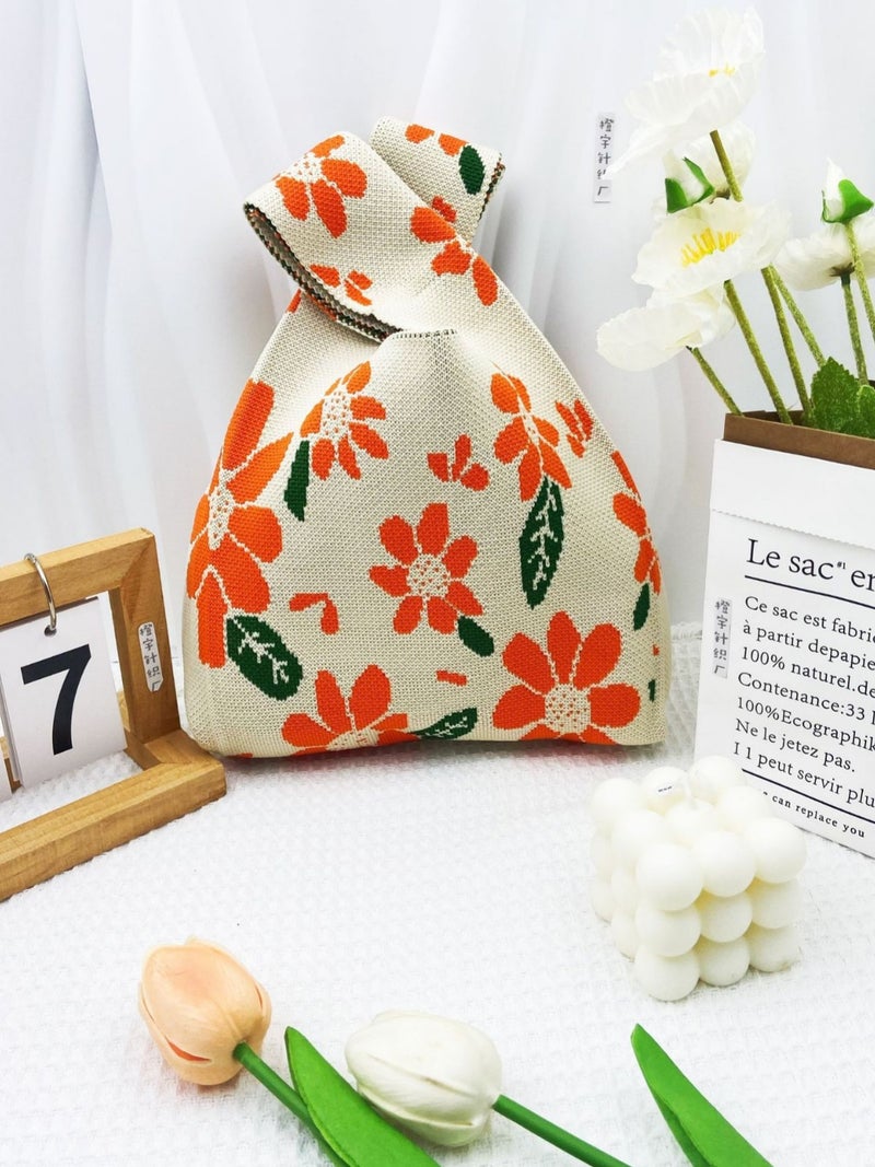 Knitted Handbag Women'S Fashionable All-Match Go-To-Work Small Bag Lunch Bag Lunch Box Bag For Walking - Image 4