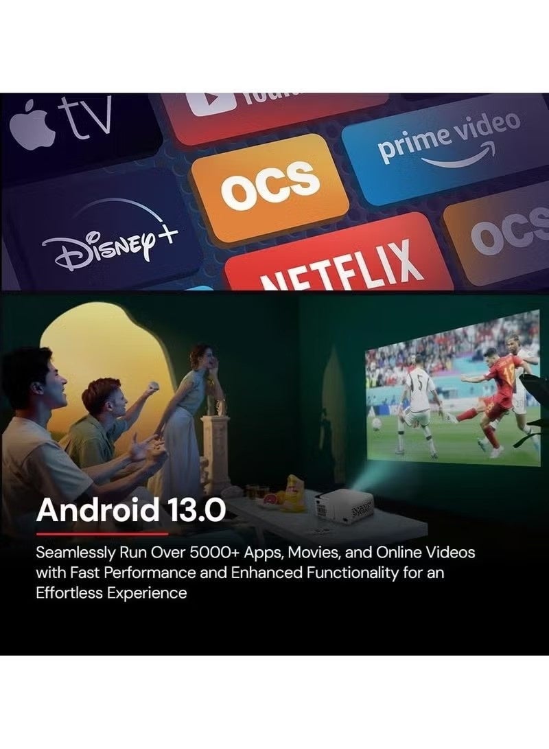 بوريغو جهاز عرض صغير محمول سمارت 6، أندرويد 13، يدعم 1080P HD و 4K، 150 لومن ANSI، واي فاي 6 وبلوتوث 5.4 - Image 4