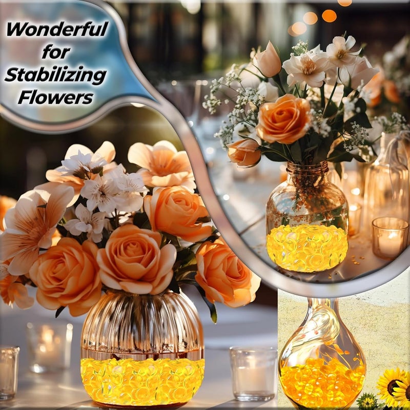 ARSUK Decorative Glass Pebbles, Stones Beads Rounded, Stones, Gems Mosaic Tiles for Vases Craft Garden Bowls Fish Tank (170-180 pcs/955gm Yellow Pebbles) - Image 4