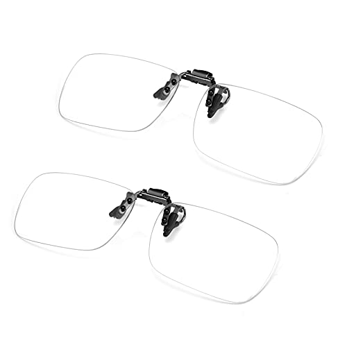 FONHCOO Blue Light Blocking Glasses 2 Pack Clip on for Women & Men - Clips On Your Prescription or Reading Glasses Lightweight Rimless Frameless Anti-Glare, Anti-Fatigue - Image 1