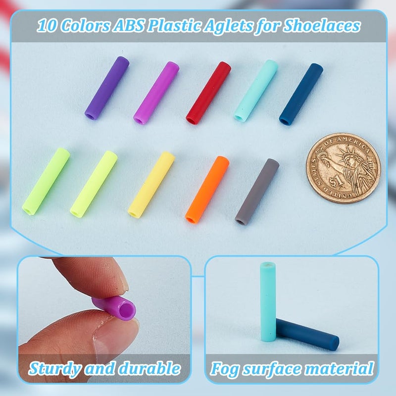 1set 10 sets 10 colors Plastic Aglets for Shoelaces Shoelace Tips Head Column Mixed color 25x4.5mm 1 set/color - Image 4