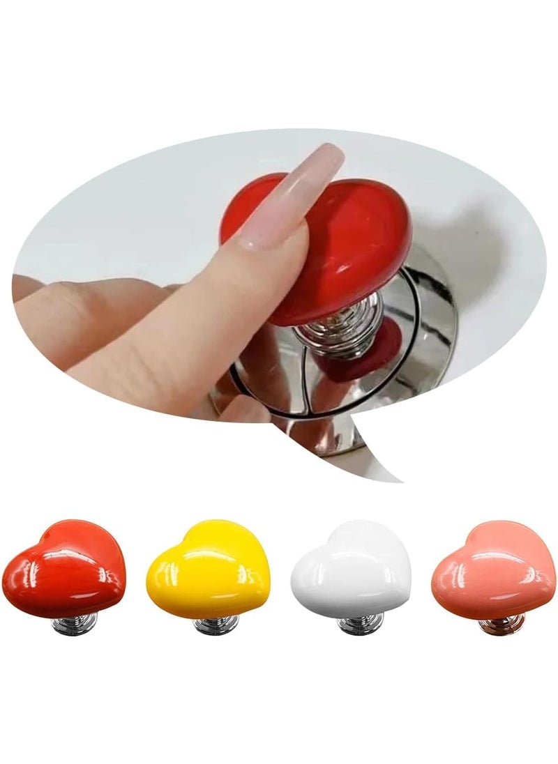 Jashgop Jashgop Heart Shaped Toilet Tank Button 4PCS Toilet Push Button Flush Replacement Toilet Tank Button Aid Toilet Press Button Portable Accessory Handle Toilet Press Tool for HomeMulticolor 