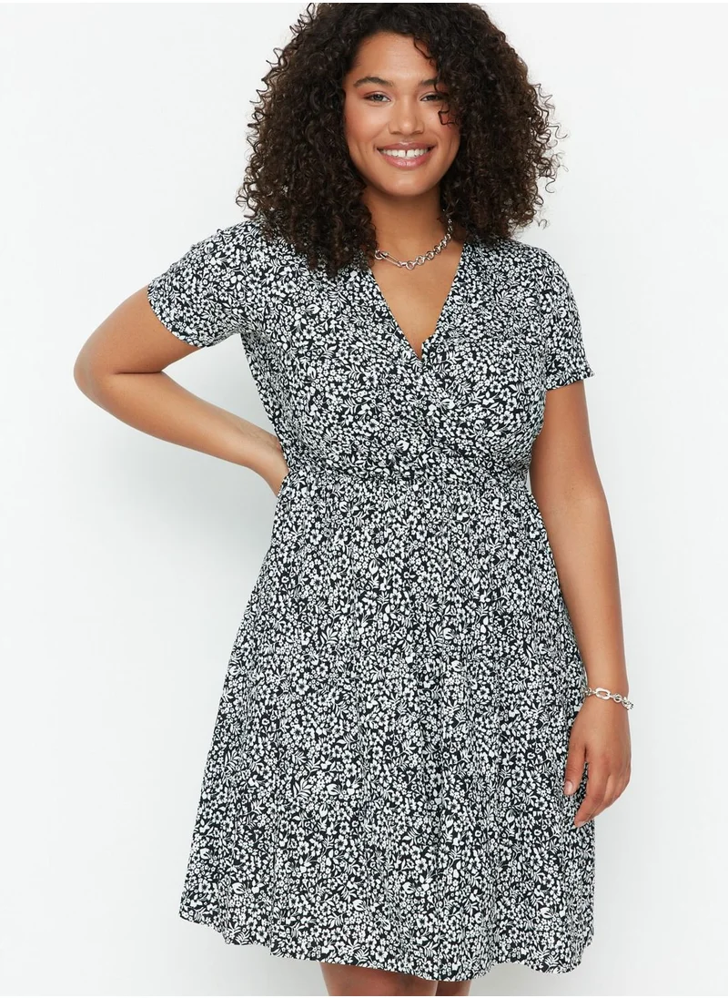 Trendyol Curve Surplice Floral Print Dress