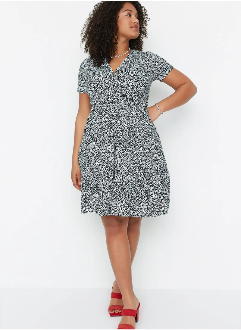 Trendyol Curve Surplice Floral Print Dress