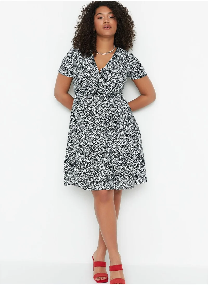 Trendyol Curve Surplice Floral Print Dress