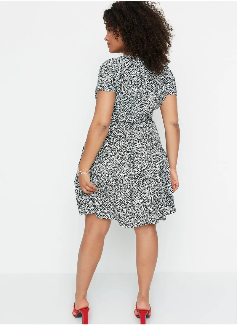 Trendyol Curve Surplice Floral Print Dress