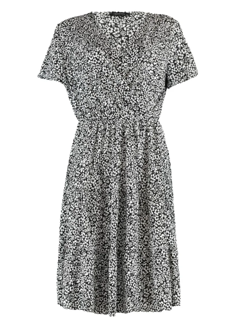 Trendyol Curve Surplice Floral Print Dress