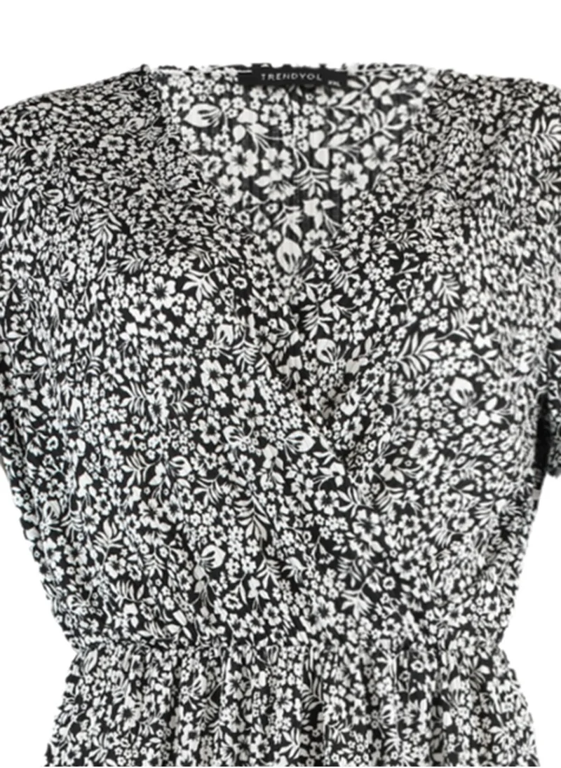 Trendyol Curve Surplice Floral Print Dress