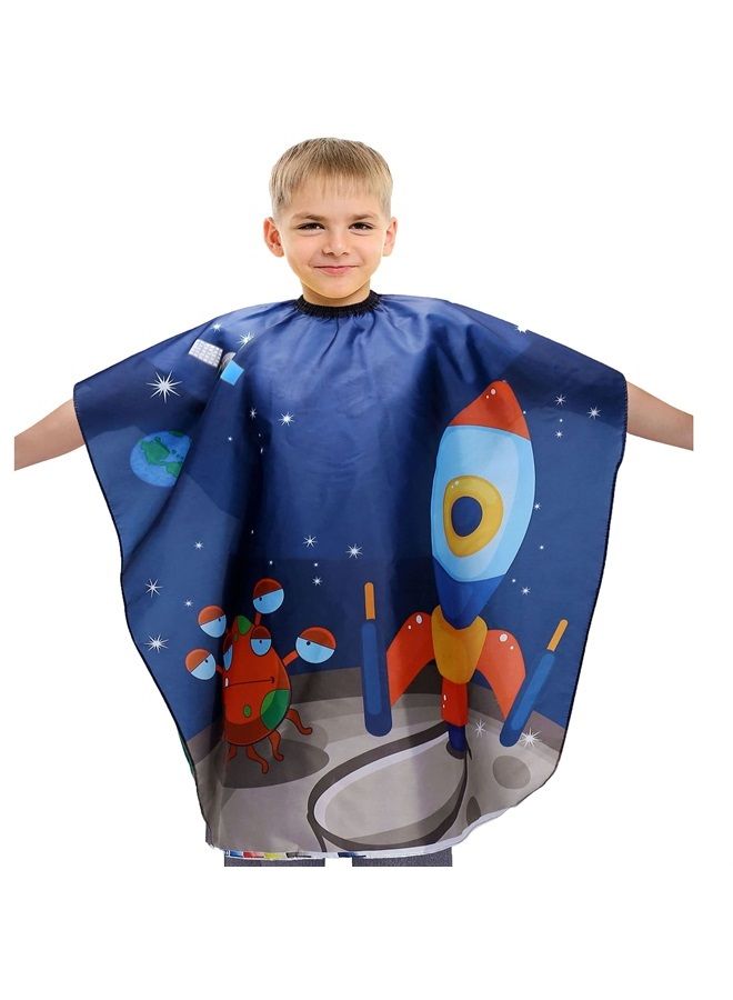 Aethland Kids Haircut Cape, Hair Cutting Cape for Kids & Adults - Professional Waterproof Barber Cape Salon Cape Cloak for Hair Stylist (Space Rocket) - Image 1
