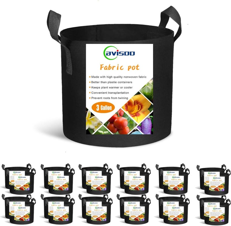 Cavisoo 24-Pack 3 Gallon Grow Bags, Heavy Duty Thickened Non-Woven Plant Fabric Pots with Reinforced Handles - Image 1