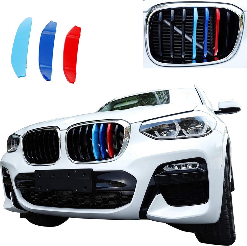 Goodream Tricolor Grille Insert Trims Compatible with BMW G01 X3 2018-2021 or G02 X4 2019-2021 (Not fit for 2020 X4 M40i) Accessories for 7-Beams Standard Kidney Grille - Image 1