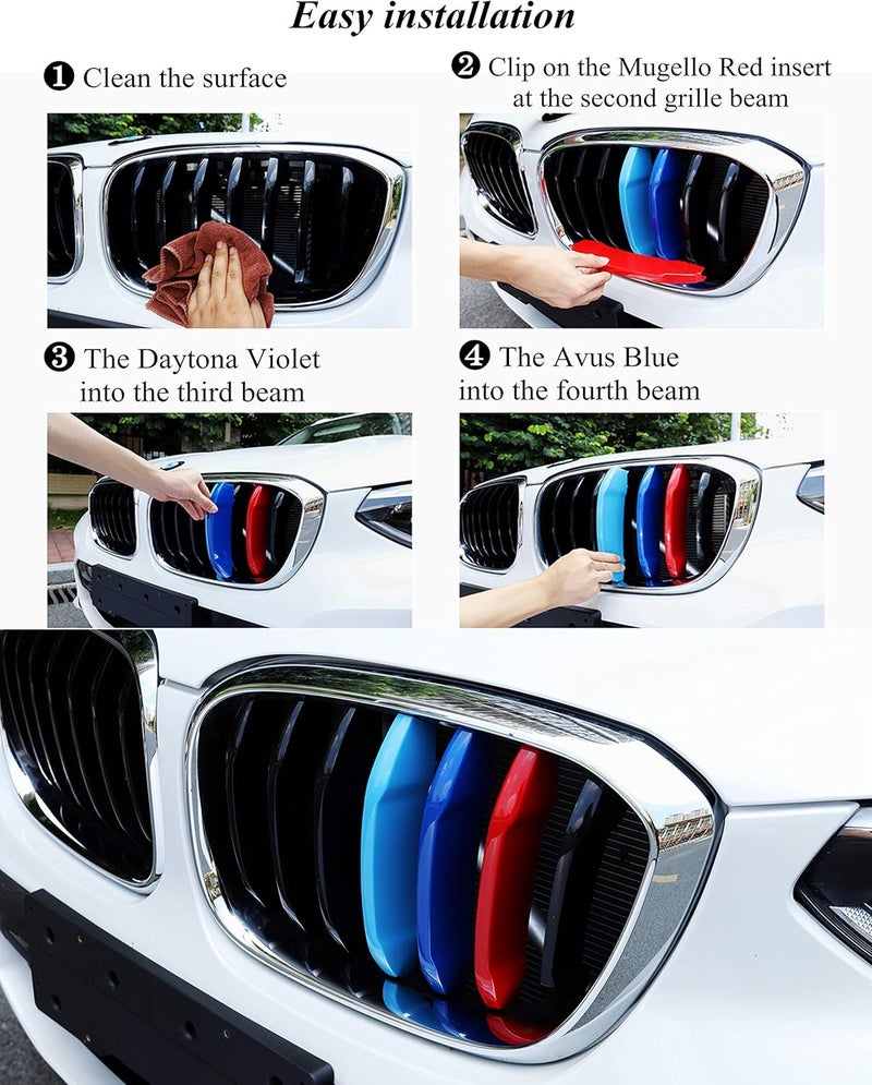 Goodream Tricolor Grille Insert Trims Compatible with BMW G01 X3 2018-2021 or G02 X4 2019-2021 (Not fit for 2020 X4 M40i) Accessories for 7-Beams Standard Kidney Grille - Image 4
