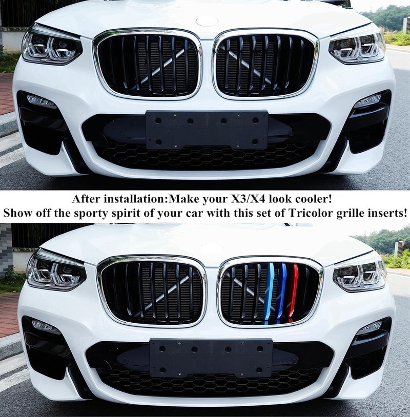 Goodream Tricolor Grille Insert Trims Compatible with BMW G01 X3 2018-2021 or G02 X4 2019-2021 (Not fit for 2020 X4 M40i) Accessories for 7-Beams Standard Kidney Grille - Image 3