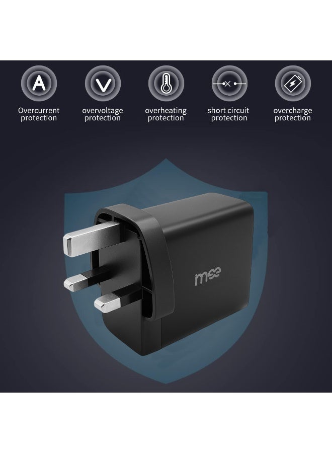 آیمی شاحن سريع GaN بقوة 45 وات، بمنفذين (USB-C PD 45 وات وUSB-A QC3.0) محول بمقبس المملكة المتحدة لأجهزة MacBook/الكمبيوتر المحمول والأجهزة اللوحية - متين للغاية مع حماية شاملة من التيار الزائد/الجهد الزائد/السخونة الزائدة/الدائرة القصيرة، IM-HC145 - Image 3