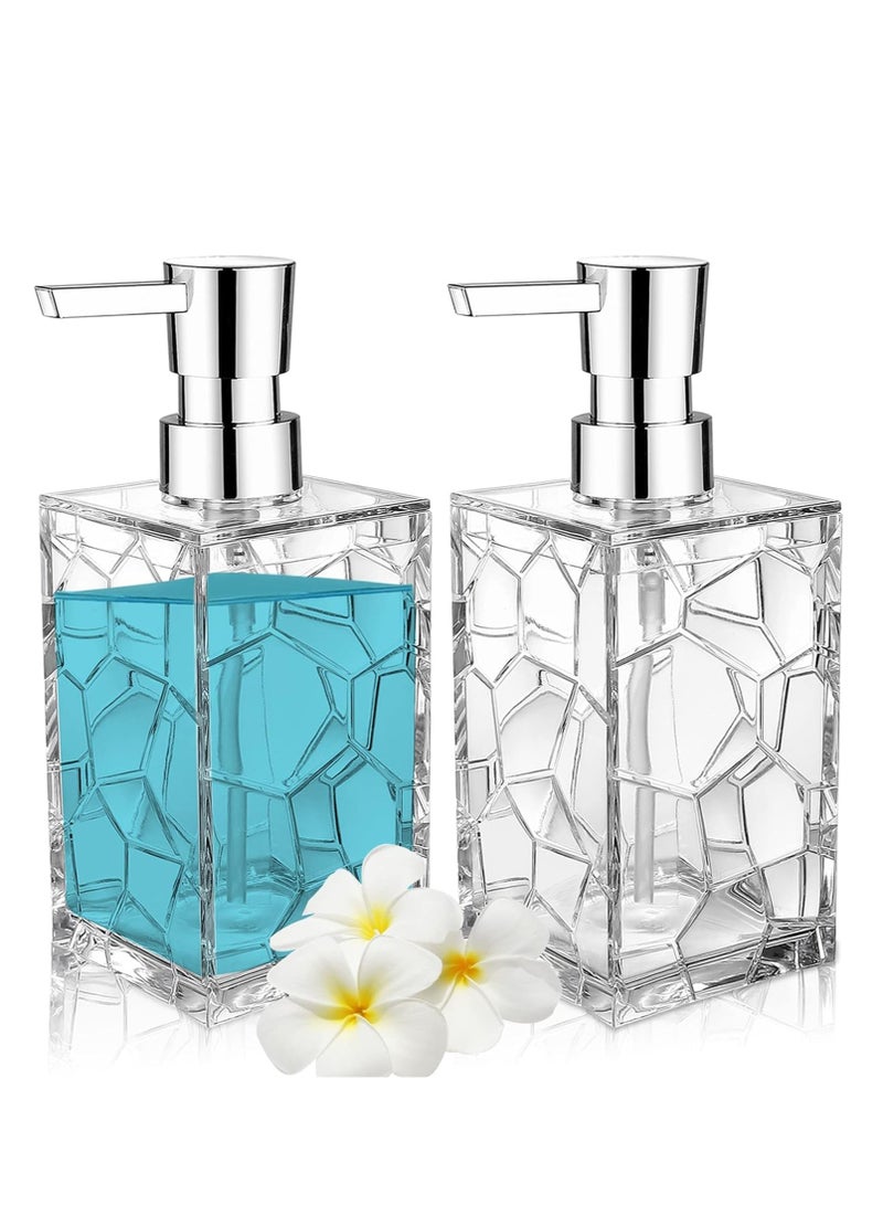2 piece Soap Dispenser , Acrylic Hand Soap Dispenser Kitchen Liquid Soap Dispenser Press Hand Sanitizer Container 6.3x2.6x2.6 Inch - Image 1