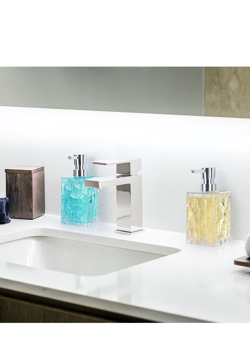 2 piece Soap Dispenser , Acrylic Hand Soap Dispenser Kitchen Liquid Soap Dispenser Press Hand Sanitizer Container 6.3x2.6x2.6 Inch - Image 3