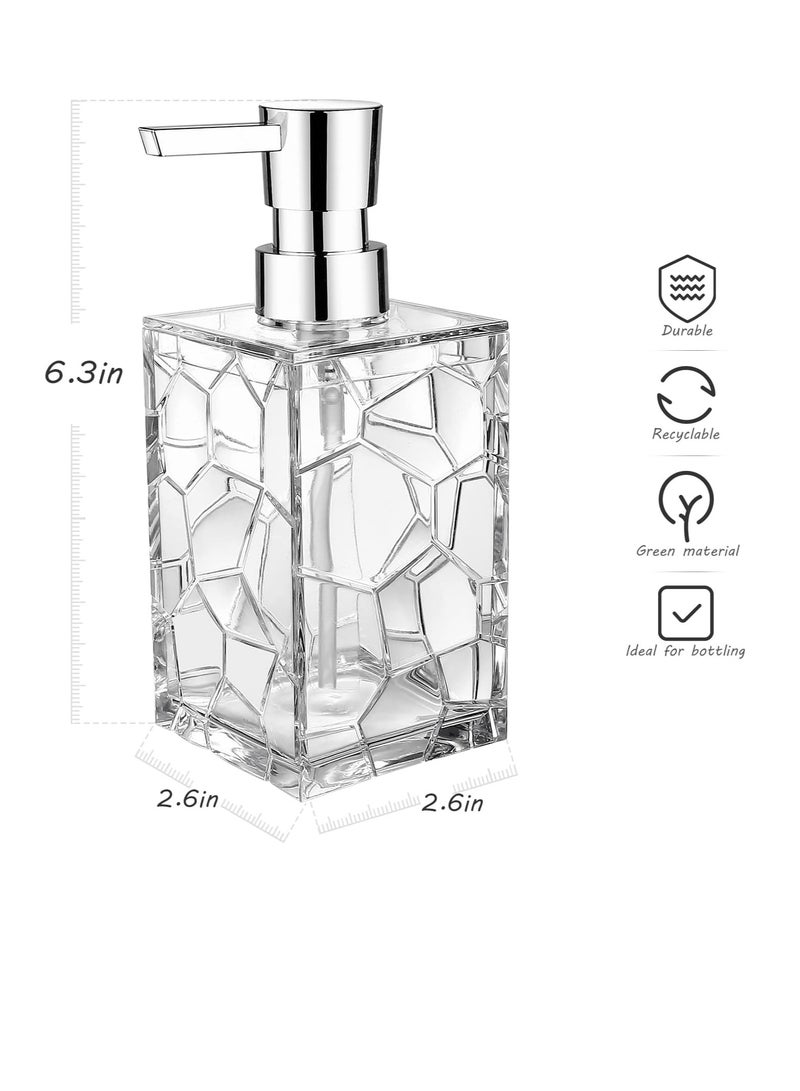 2 piece Soap Dispenser , Acrylic Hand Soap Dispenser Kitchen Liquid Soap Dispenser Press Hand Sanitizer Container 6.3x2.6x2.6 Inch - Image 5