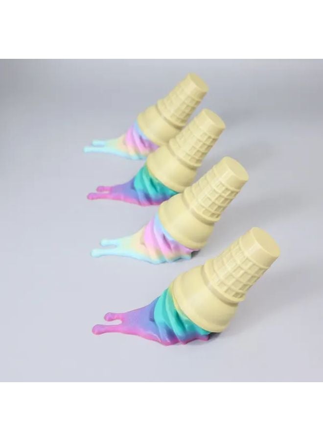 خطافات حائط على شكل مخروط آيس كريم ذائب بألوان الباستيل، مصنوعة من البلاستيك المتين، وتشمل معدات تركيب سهلة. - Image 2