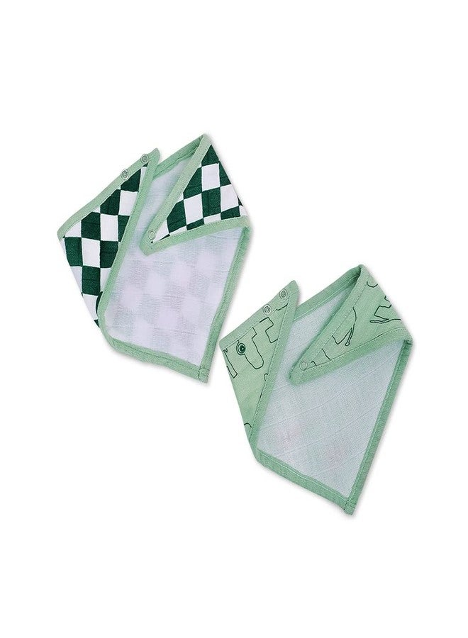 THEONI Organic Muslin Bandana Bibs, Organic Neutral Drool Bibs for Boy, Girl & Unisex Baby Bibs Soft & Super Absorbent Bandana Organic Cotton Baby Bib 2 Pack (Dark green) - Image 4