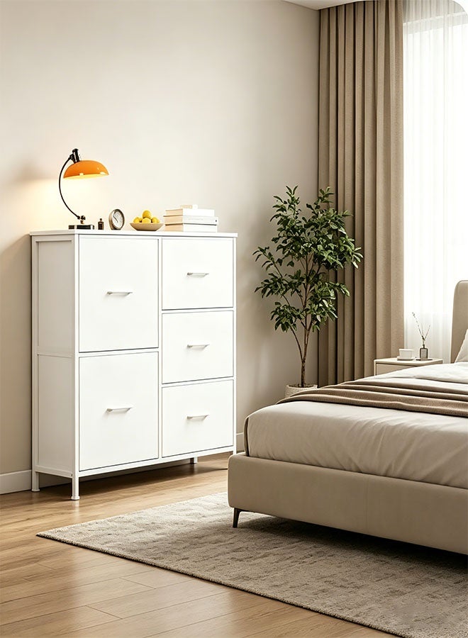 CozyNest Fabric Dresser with 5 Drawers, Metal Frame Storage Chest, Multi-Purpose Organizer for Bedroom, Living Room, Kids Room, Hallway, Ideal for Clothes, Books & Accessories - Image 5