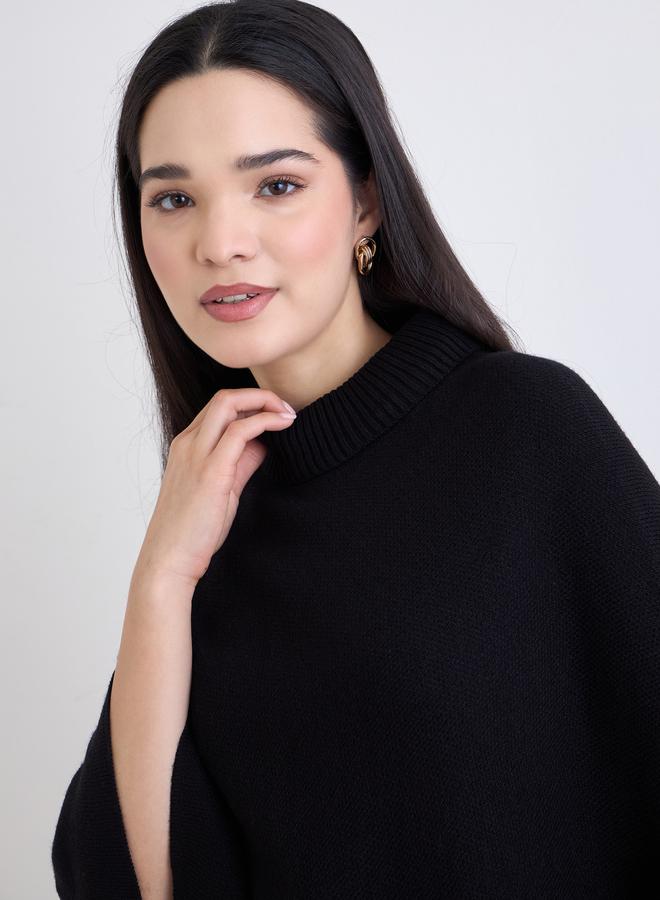 ستايلي كنزة فضفاضة بياقة عالية وأكمام كيب - Image 4