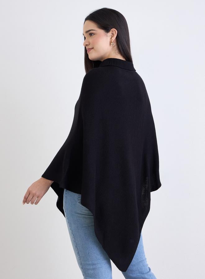 ستايلي كنزة فضفاضة بياقة عالية وأكمام كيب - Image 5