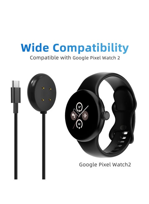 Compatible with Google Pixel Watch 2 Charger 3.3FT USB Type-C Magnetic Fast Charging Cable (Not for Pixel Watch 2022) Black