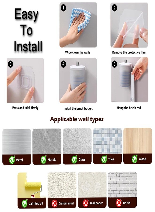 MOPALL Disposable Toilet Brush and Holder Set with 6 Wand Refills, Wall Mounted Toilet Bowl Cleaner Wand,Toilet Cleaning Kit System(1 Wand+1 Caddy+6 Refills) - Image 4