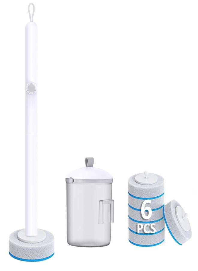 MOPALL Disposable Toilet Brush and Holder Set with 6 Wand Refills, Wall Mounted Toilet Bowl Cleaner Wand,Toilet Cleaning Kit System(1 Wand+1 Caddy+6 Refills) - Image 1