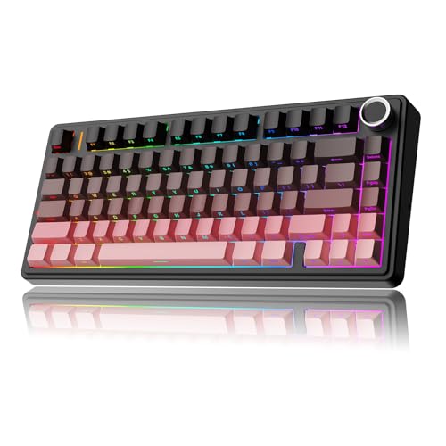 MechLands Aula F75 PRO 75 Wireless Gaming Keyboard Gasket Mechanical Custom Keyboard with FiveLayer Padding BT24GHzUSBC Hot Swappable Knob RGB Reaper Switches Black Pink - Image 1
