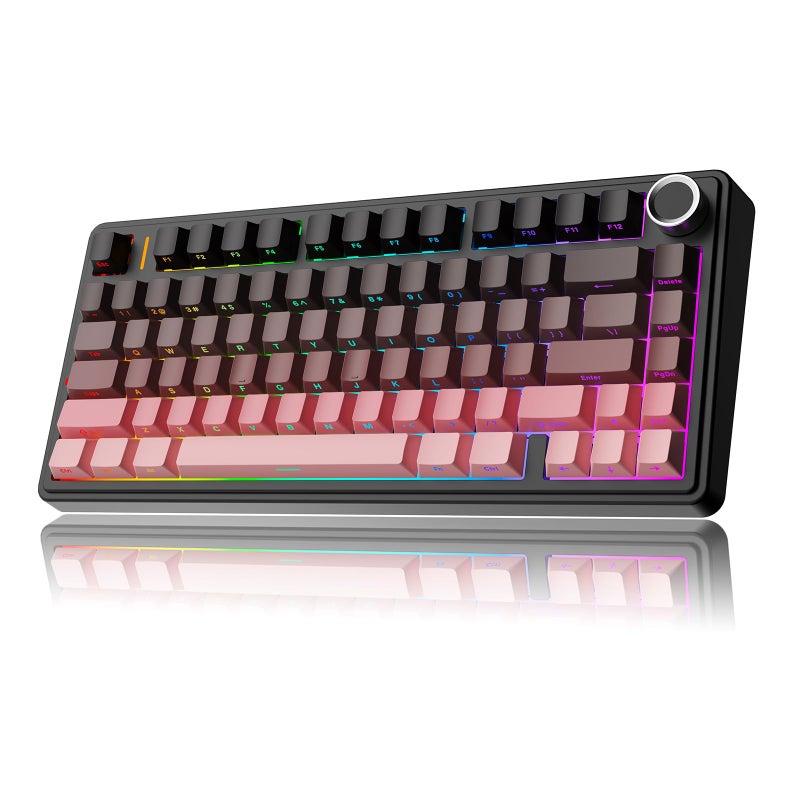 MechLands Aula F75 PRO 75 Wireless Gaming Keyboard Gasket Mechanical Custom Keyboard with FiveLayer Padding BT24GHzUSBC Hot Swappable Knob RGB Reaper Switches Black Pink - Image 2