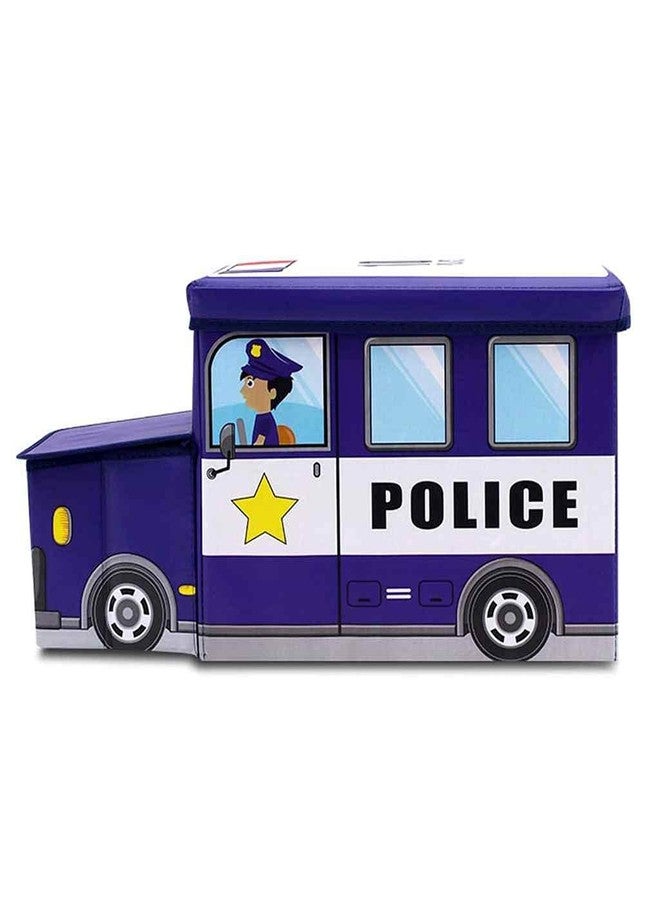 4AJ BAZAAR Foldable Storage and Toy Box - Stool Bus Shaped (Navy Blue) - Image 2