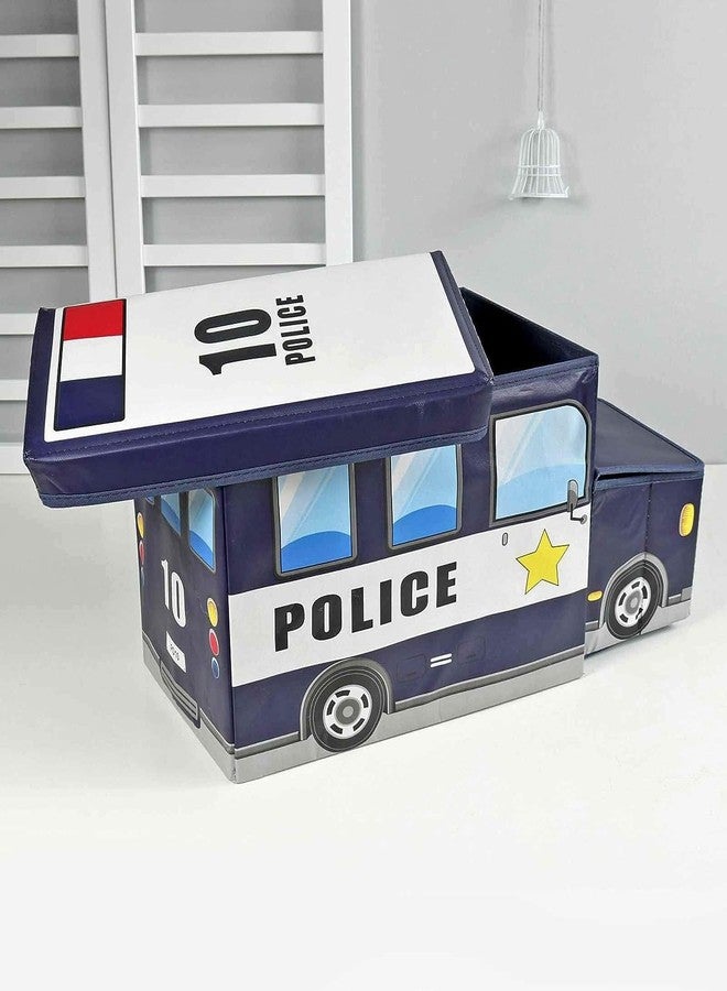 4AJ BAZAAR Foldable Storage and Toy Box - Stool Bus Shaped (Navy Blue) - Image 4