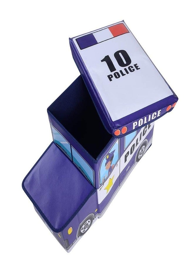 4AJ BAZAAR Foldable Storage and Toy Box - Stool Bus Shaped (Navy Blue) - Image 3