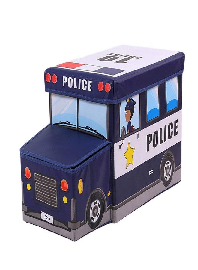 4AJ BAZAAR Foldable Storage and Toy Box - Stool Bus Shaped (Navy Blue) - Image 1