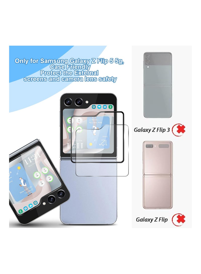SYOSI HD Clear Anti-Scratch Tempered Glass Screen Protector for Samsung Z Flip 5 Screen Protector,  [6 in 1] 3 Pack Back Screen Protector + 3 Pack Camera Protector, for Samsung Galaxy Z Flip 5 - Image 4