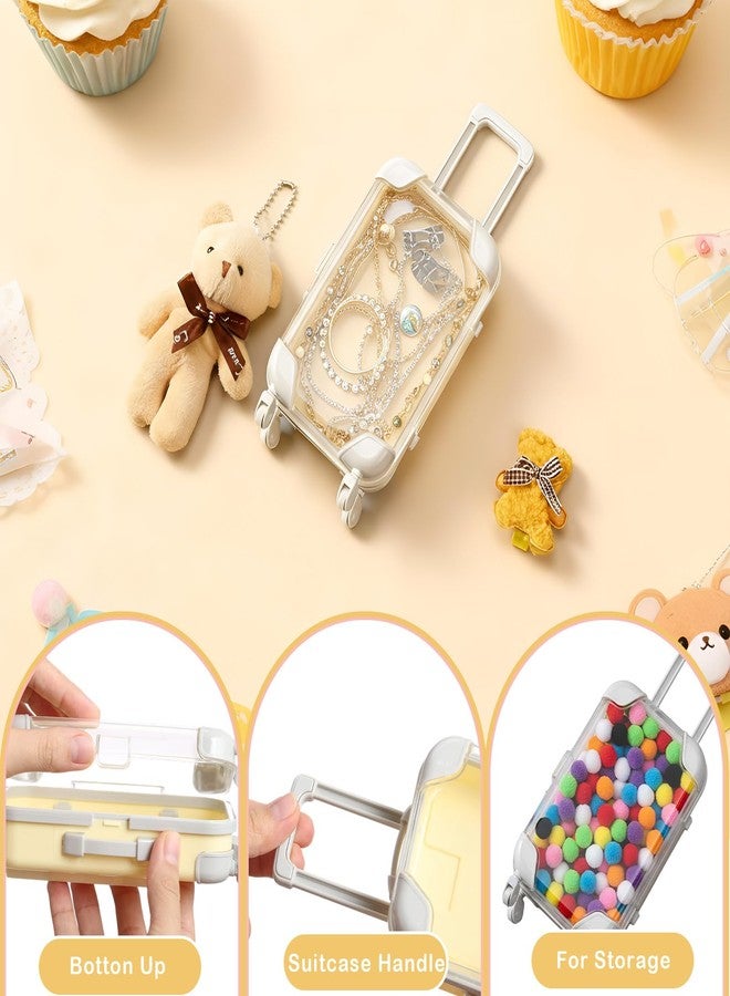 Kenning 36 Pcs Mini Empty Suitcase Storage Box Clear Travel Candy Box Suitcase with Bear Keychain Hairpin for Girls Women Wedding Birthday Bridal Shower Party Favors Travel Gifts (L,Multicolor) - Image 3