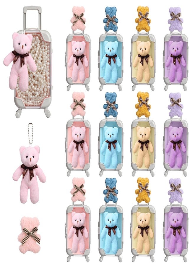 Kenning 36 Pcs Mini Empty Suitcase Storage Box Clear Travel Candy Box Suitcase with Bear Keychain Hairpin for Girls Women Wedding Birthday Bridal Shower Party Favors Travel Gifts (L,Multicolor) - Image 1